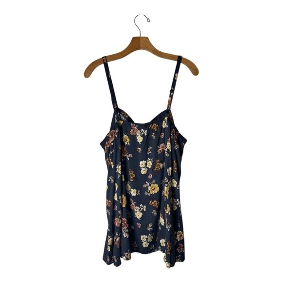 Torrid Tank Top Women 10 Black Floral Print Button Front Shirt Boho Festival - Picture 2 of 11